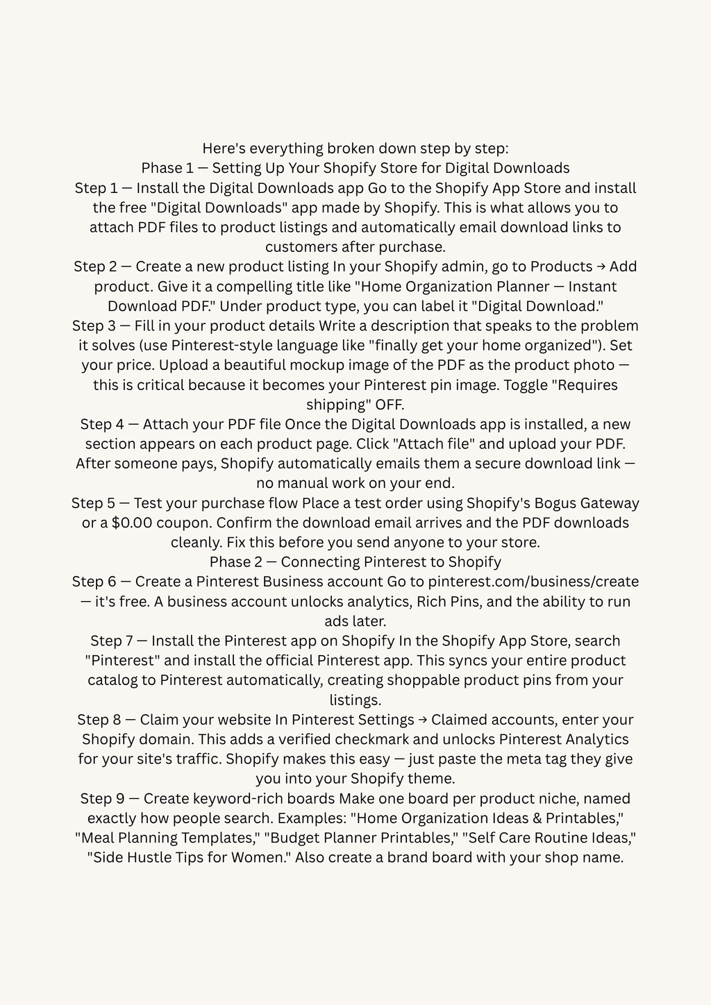 PDF Guide: "From Pins to Profit: Build Your Brand with Pinterest and Shopify." Total Roadmap