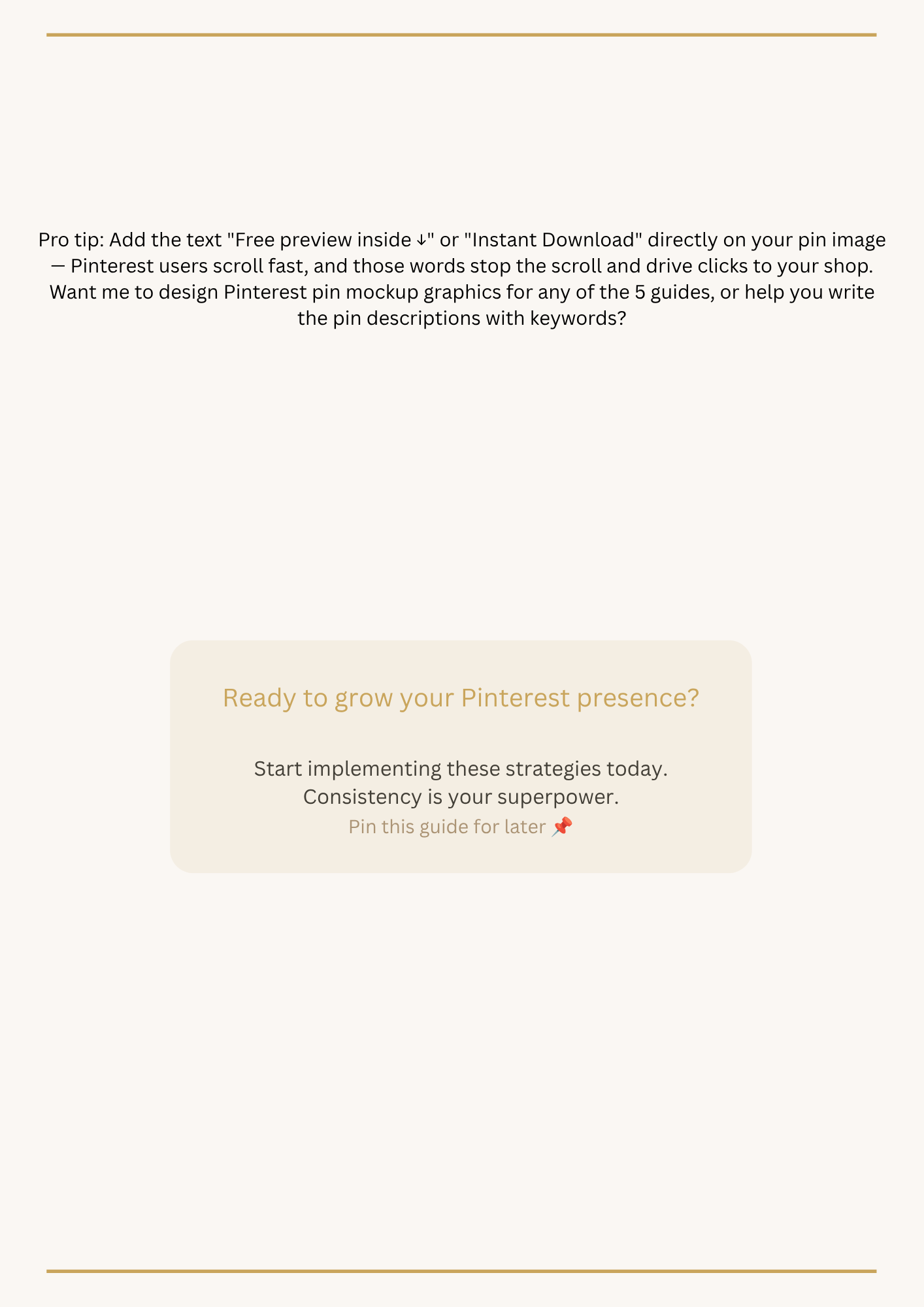 PDF Guide: "From Pins to Profit: Build Your Brand with Pinterest and Shopify." Total Roadmap