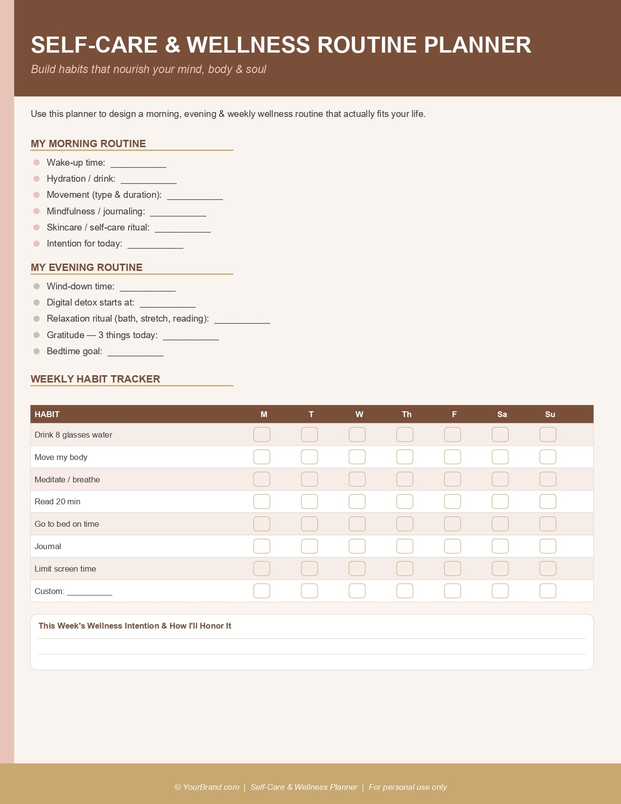 Template: Self-Care & Wellness Routine Planner