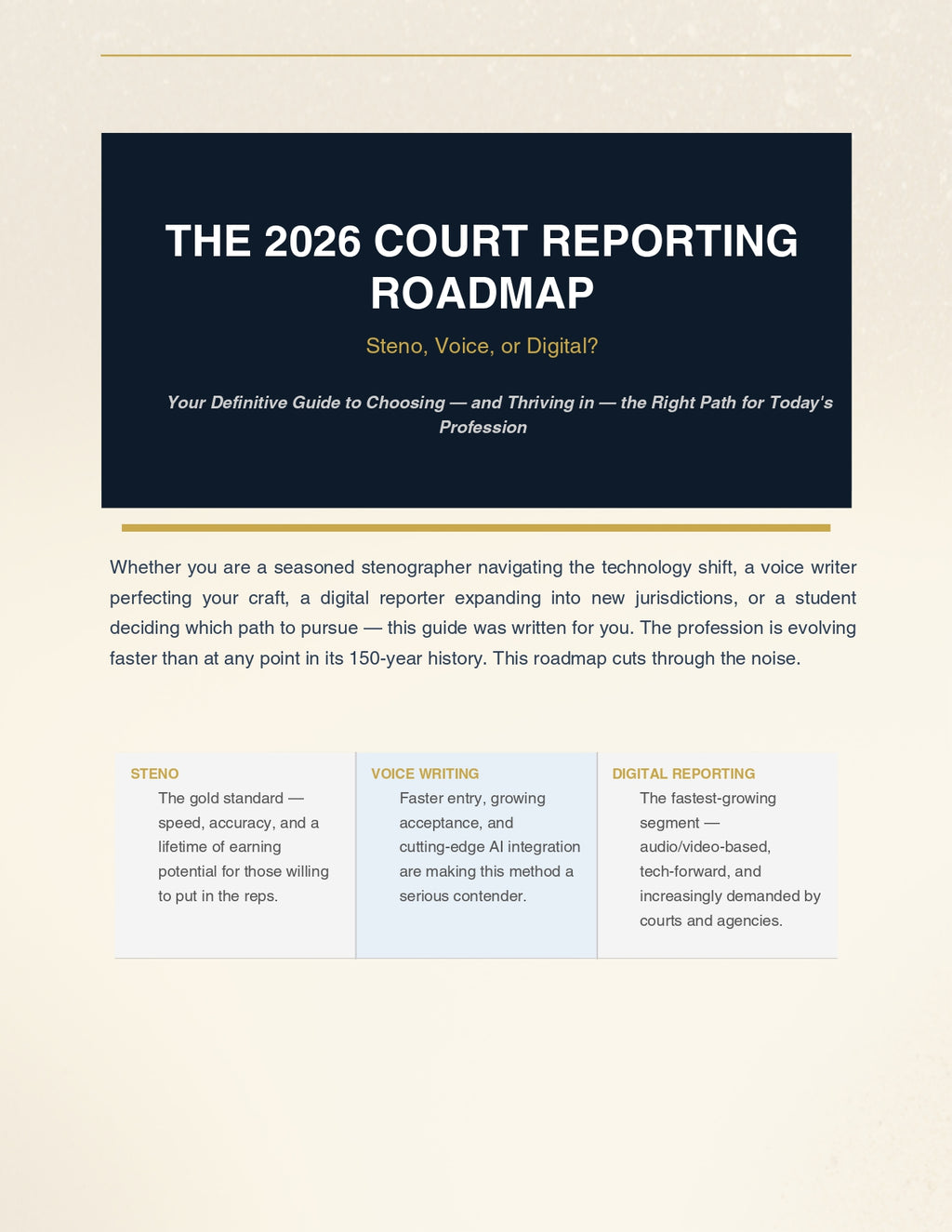 Digital Guide: 2026 Court Reporting Roadmap guide