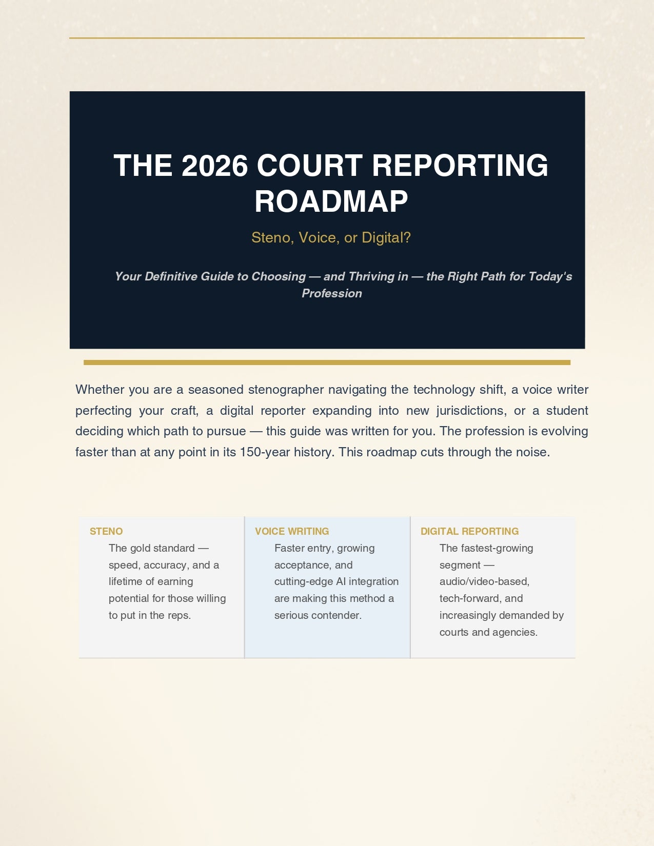 Digital Guide: 2026 Court Reporting Roadmap guide