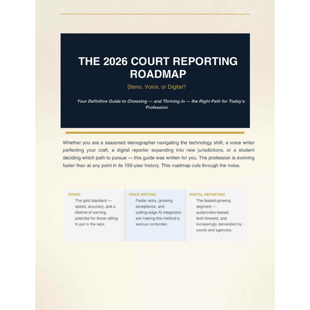 2026 Court Reporting Career Guide: How to Become a Court Reporter & Grow Your Income The complete Roadmap guide